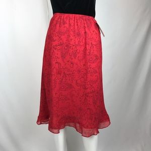 Lapis NWT Red Print  Midi Skirt